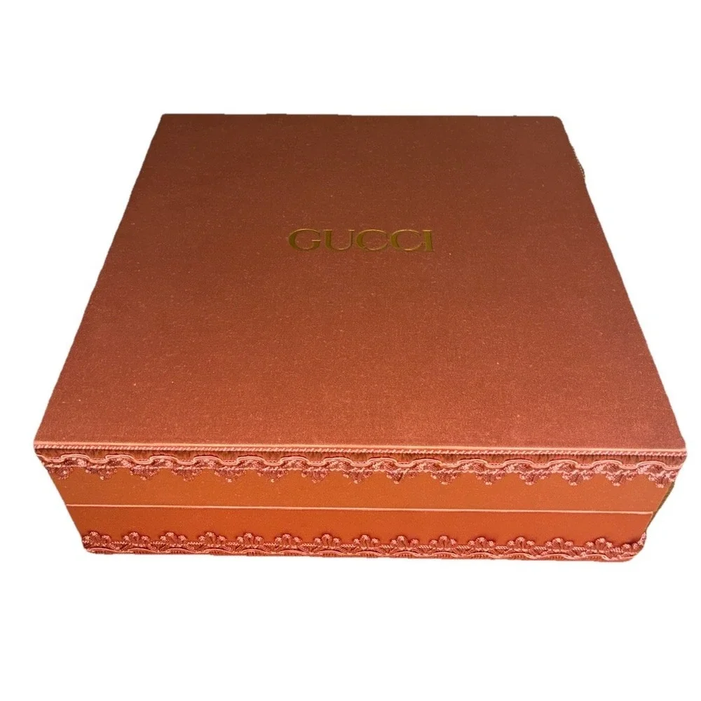 Gucci Gift Box Satin Dusty Rose Green Quilted‎  Lining 10x10x3.5